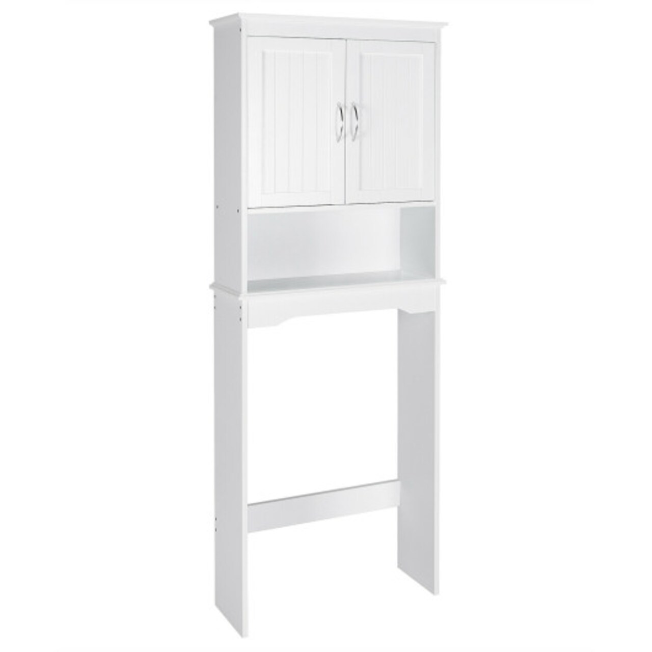 Over Toilet Storage Rack White 2-Door Cabinet Adjustable Shelf Bathroom